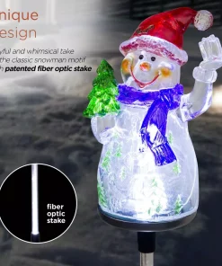 Outdoor Christmas Decorations Alpine Corporation Solar Snowman Garden Stake With Fiber Optic Lights (Set Of 2) -Christmas Tree Decorations Shop alpine corporation christmas yard decorations qlp1103slr 2 1d 1000