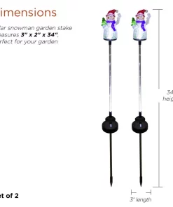 Outdoor Christmas Decorations Alpine Corporation Solar Snowman Garden Stake With Fiber Optic Lights (Set Of 2) -Christmas Tree Decorations Shop alpine corporation christmas yard decorations qlp1103slr 2 40 1000