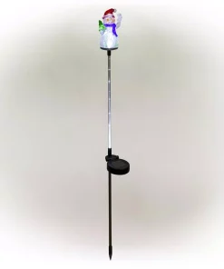 Outdoor Christmas Decorations Alpine Corporation Solar Snowman Garden Stake With Fiber Optic Lights (Set Of 2) -Christmas Tree Decorations Shop alpine corporation christmas yard decorations qlp1103slr 2 4f 1000