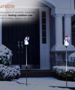 Outdoor Christmas Decorations Alpine Corporation Solar Snowman Garden Stake With Fiber Optic Lights (Set Of 2) -Christmas Tree Decorations Shop alpine corporation christmas yard decorations qlp1103slr 2 66 1000