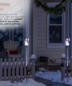 Outdoor Christmas Decorations Alpine Corporation Solar Snowman Garden Stake With Fiber Optic Lights (Set Of 2) -Christmas Tree Decorations Shop alpine corporation christmas yard decorations qlp1103slr 2 a0 1000