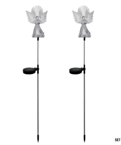 Outdoor Christmas Decorations Alpine Corporation 37 In. Tall Solar Angel Garden Stake With Fiber Optic Wings And LED Lights (Set Of 2) -Christmas Tree Decorations Shop alpine corporation christmas yard decorations rgg356slr wt 2 4f 1000