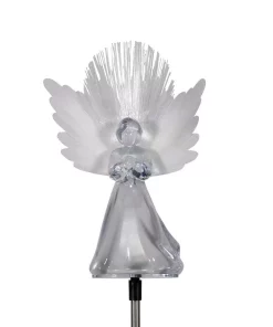 Outdoor Christmas Decorations Alpine Corporation 37 In. Tall Solar Angel Garden Stake With Fiber Optic Wings And LED Lights (Set Of 2)