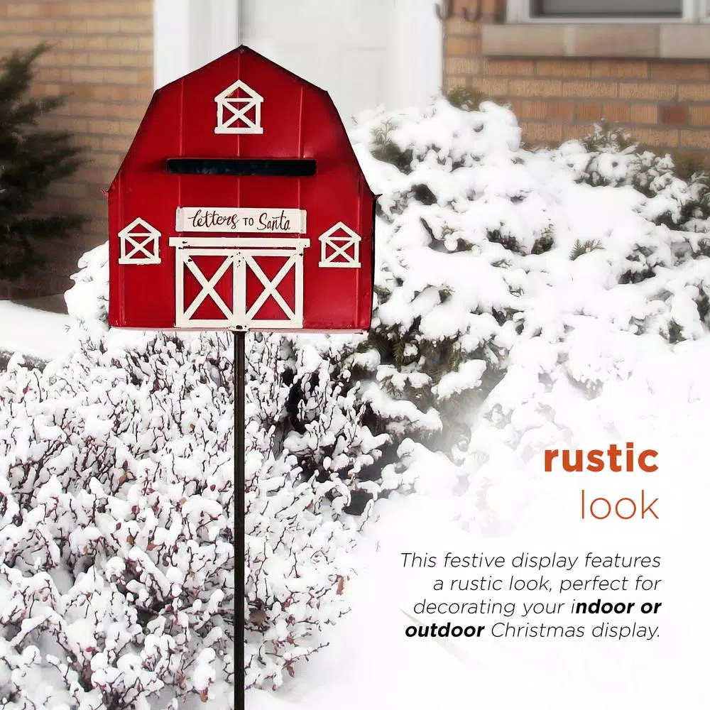 Outdoor Christmas Decorations Alpine Corporation 54 In. Tall Metal Letters To Santa Red Barnhouse Mailbox Garden Stake 5 Outdoor Christmas Decorations Alpine Corporation 54 In. Tall Metal Letters To Santa Red Barnhouse Mailbox Garden Stake - Image 5
