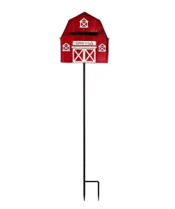 Outdoor Christmas Decorations Alpine Corporation 54 In. Tall Metal Letters To Santa Red Barnhouse Mailbox Garden Stake