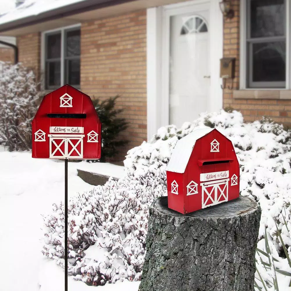 Outdoor Christmas Decorations Alpine Corporation 54 In. Tall Metal Letters To Santa Red Barnhouse Mailbox Garden Stake 2 Outdoor Christmas Decorations Alpine Corporation 54 In. Tall Metal Letters To Santa Red Barnhouse Mailbox Garden Stake - Image 2