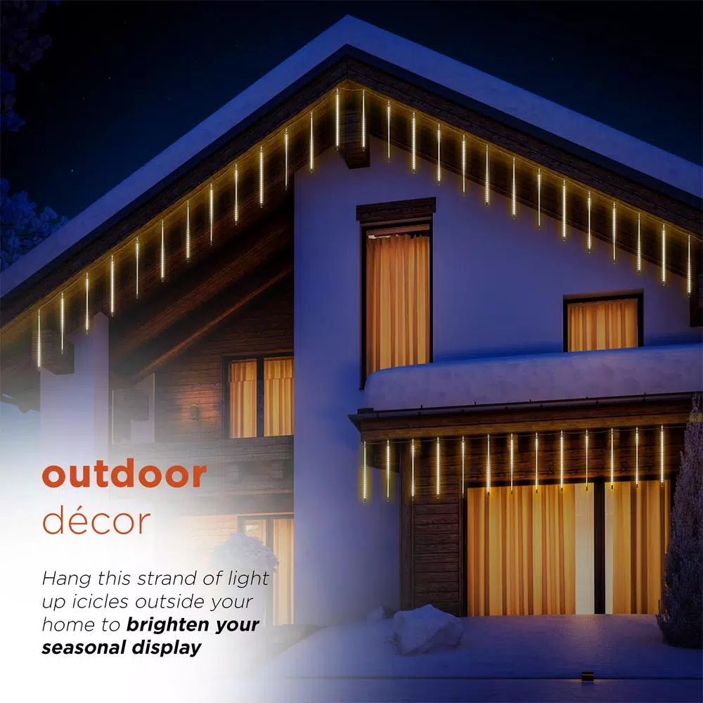 Christmas Lights Alpine Corporation Hanging Icicle Lights With Chasing Warm White LED Lights 5 Christmas Lights Alpine Corporation Hanging Icicle Lights With Chasing Warm White LED Lights - Image 5