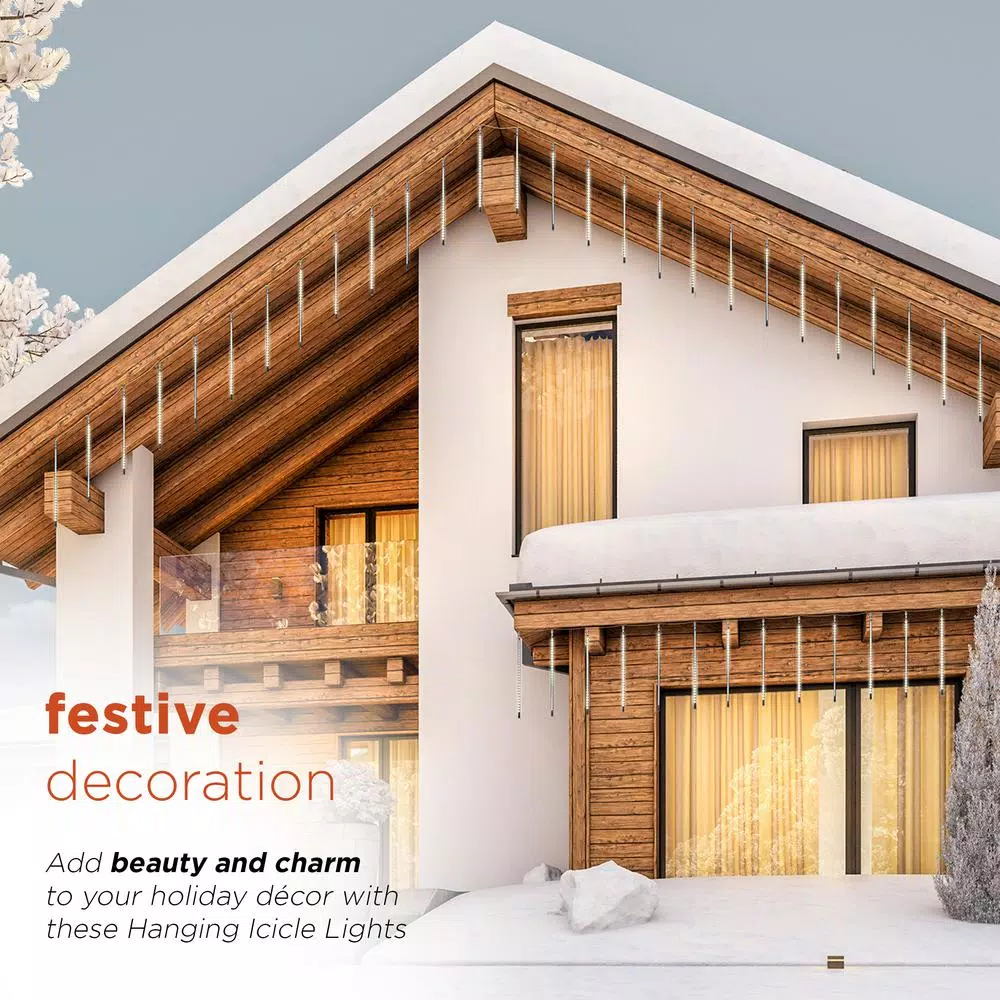 Christmas Lights Alpine Corporation Hanging Icicle Lights With Chasing Warm White LED Lights 6 Christmas Lights Alpine Corporation Hanging Icicle Lights With Chasing Warm White LED Lights - Image 6