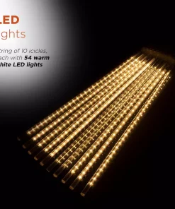 Christmas Lights Alpine Corporation Hanging Icicle Lights With Chasing Warm White LED Lights 10 Christmas Lights Alpine Corporation Hanging Icicle Lights With Chasing Warm White LED Lights -Christmas Tree Decorations Shop alpine corporation icicle lights cor134ww 10 a0 1000