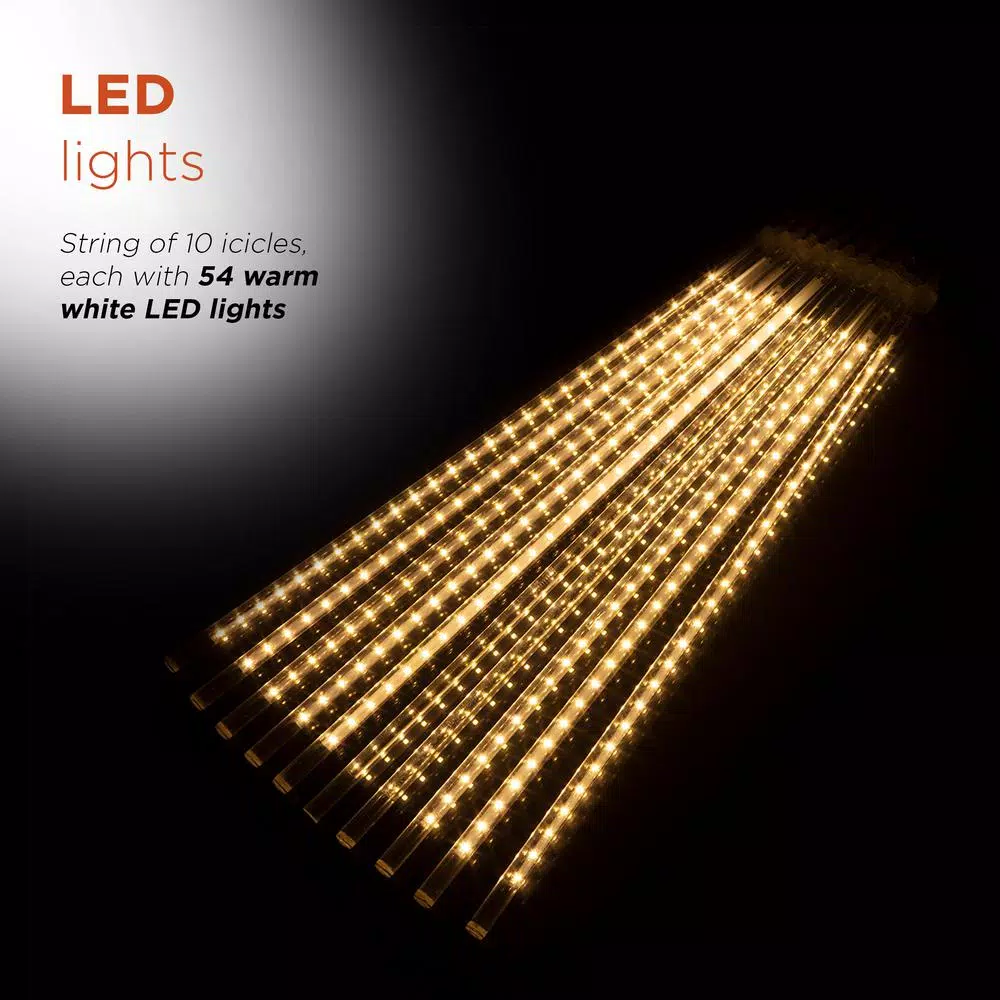 Christmas Lights Alpine Corporation Hanging Icicle Lights With Chasing Warm White LED Lights 4 Christmas Lights Alpine Corporation Hanging Icicle Lights With Chasing Warm White LED Lights - Image 4