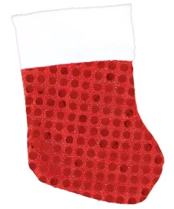 Indoor Christmas Decorations Amscan 5.5 In. X 3.5 In. Sequin Red Christmas Stockings (6-Count, 4-Pack)