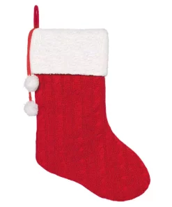 Indoor Christmas Decorations Amscan 18 In. Fabric Cable Knit Deluxe Christmas Stockings (2-Pack)