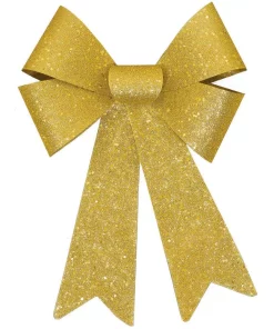 Christmas Tree Decorations Amscan 13 In. Glitter Bow In Gold (4-Pack)