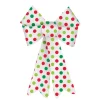 Christmas Tree Decorations Amscan 13.75 In. X 10 In. Christmas Green And Red Polka Dot Plastic Glitter Bow (4-Pack)