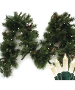 Christmas Greenery Brite Star 9 Ft. Pre-Lit LED Battery Operated Anchorage Fir Garland With Timer