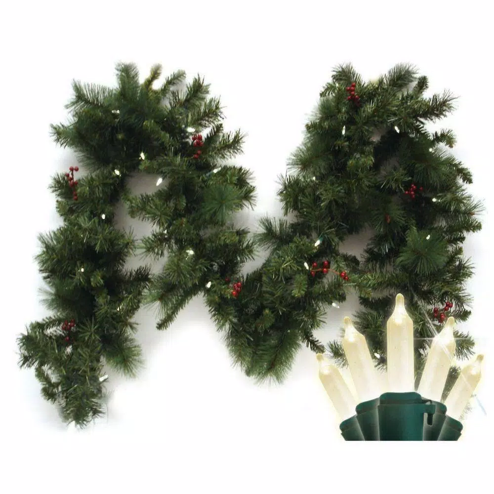 Christmas Greenery Brite Star 9 Ft. Pre-Lit LED Battery Operated Anchorage Fir Garland With Timer 1 Christmas Greenery Brite Star 9 Ft. Pre-Lit LED Battery Operated Anchorage Fir Garland With Timer