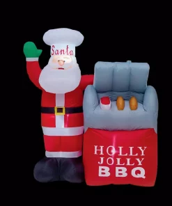 Outdoor Christmas Decorations Brite Star 5 Ft. H X 3.4 Ft. W BBQ Santa Inflatable Airblown