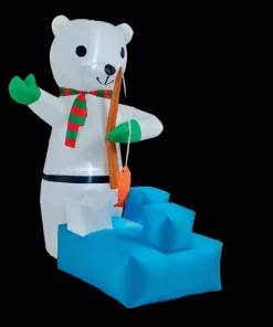 Outdoor Christmas Decorations Brite Star 5 Ft. H X 3.3 Ft. W Fishing Polar Bear Inflatable Airblown
