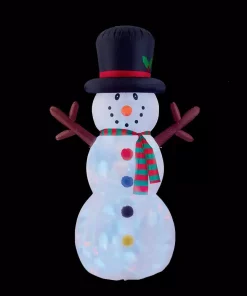 Outdoor Christmas Decorations Brite Star 4.8 Ft. W X 8 Ft. H Snowman With Disco Lights Inflatable Airblown