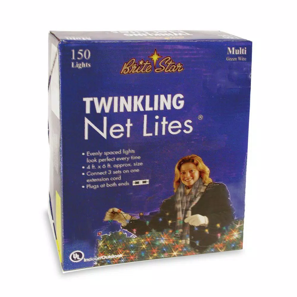 Christmas Lights Brite Star 150-Light 4 Ft. X 6 Ft. Multi-Color Twinkling Net Lights 2 Christmas Lights Brite Star 150-Light 4 Ft. X 6 Ft. Multi-Color Twinkling Net Lights - Image 2