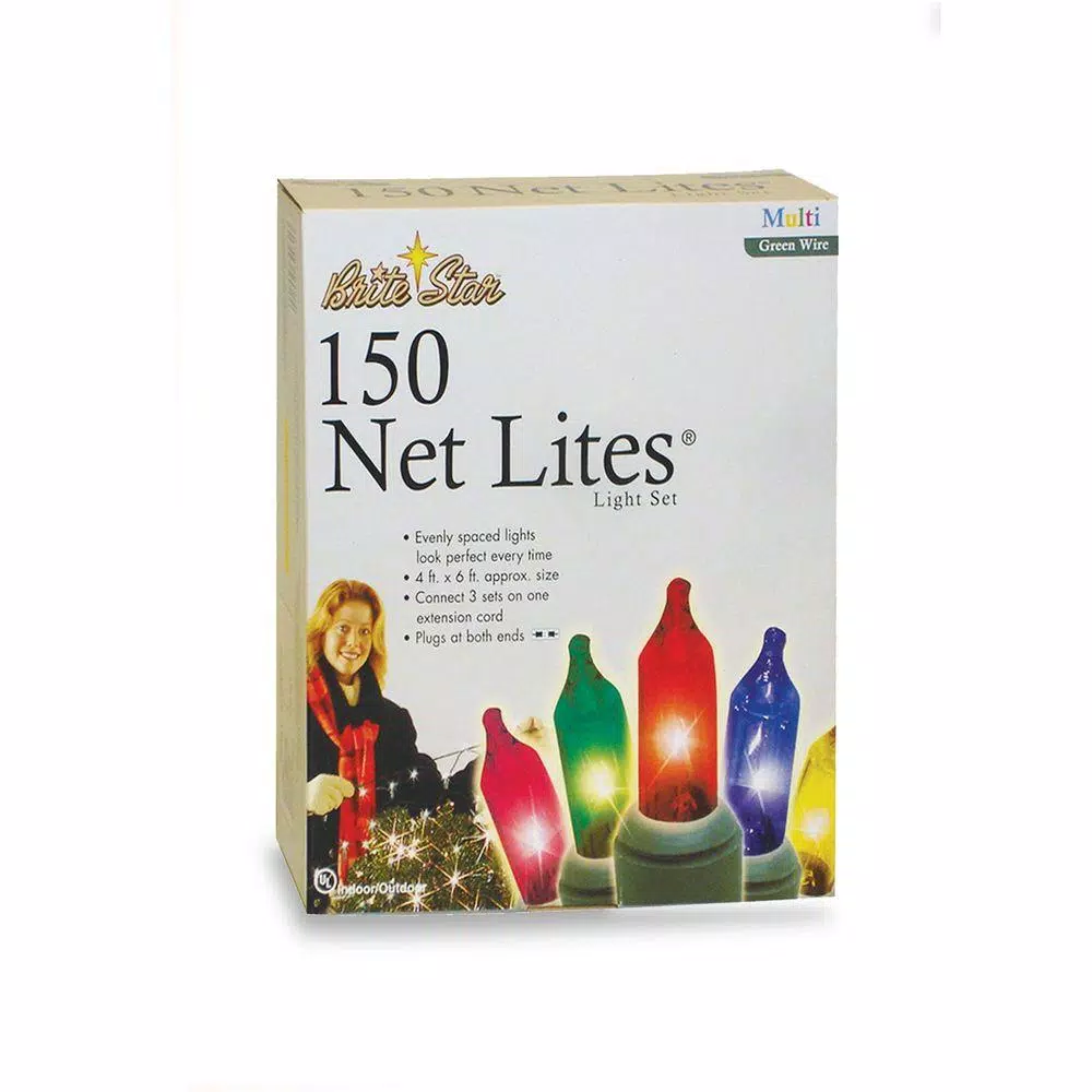 Christmas Lights Brite Star 150-Light 4 Ft. X 6 Ft. Multi-Color Net Lights (Set Of 2) 2 Christmas Lights Brite Star 150-Light 4 Ft. X 6 Ft. Multi-Color Net Lights (Set Of 2) - Image 2