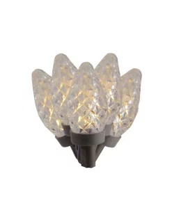 Brite Star 100 Clear LED C7 Faceted Candlelight Christmas Lights With 33 Ft. Brown Wire