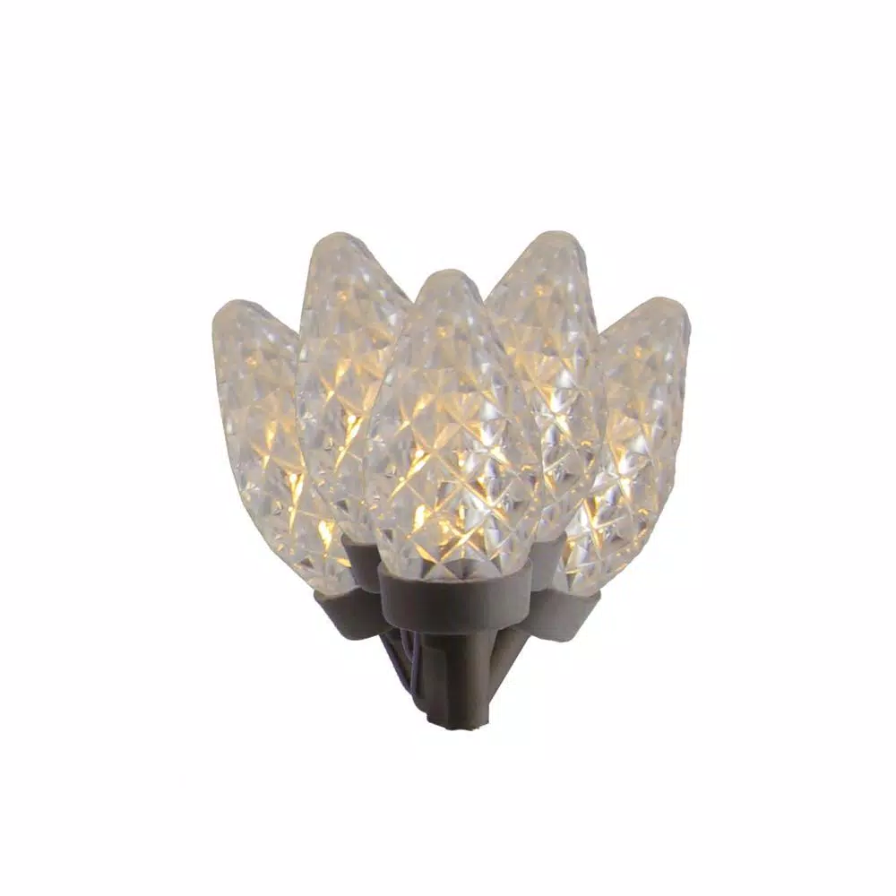 Brite Star 100 Clear LED C7 Faceted Candlelight Christmas Lights With 33 Ft. Brown Wire 1 Brite Star 100 Clear LED C7 Faceted Candlelight Christmas Lights With 33 Ft. Brown Wire