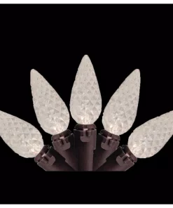 Brite Star 200-Light LED Warm White Faceted C6 Christmas Lights With 66 Ft. Brown Wire