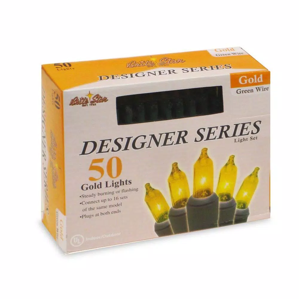 Christmas Lights Brite Star 50-Light Designer Series Ceramic Gold Mini Light Set (Set Of 2) 2 Christmas Lights Brite Star 50-Light Designer Series Ceramic Gold Mini Light Set (Set Of 2) - Image 2