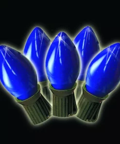 Christmas Lights Brite Star 25-Light Ceramic Blue C7 Old Fashioned Light Set