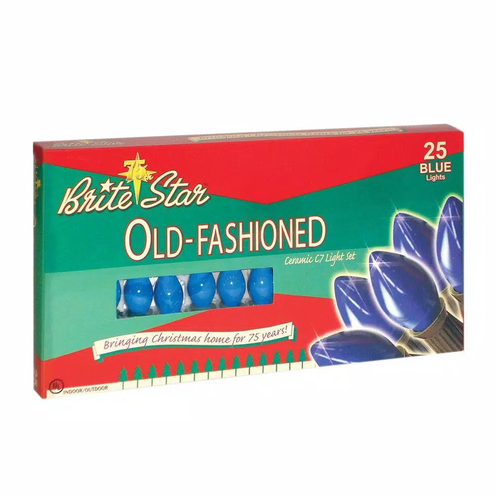 Christmas Lights Brite Star 25-Light Ceramic Blue C7 Old Fashioned Light Set 2 Christmas Lights Brite Star 25-Light Ceramic Blue C7 Old Fashioned Light Set - Image 2