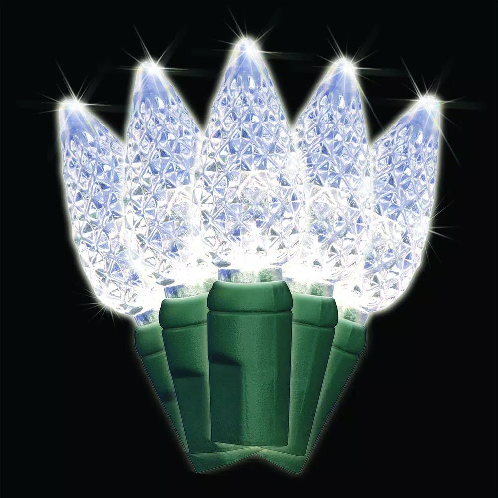 Christmas Lights Brite Star 35-Light Pure White Faceted C6 LED Light Set (Set Of 2) 1 Christmas Lights Brite Star 35-Light Pure White Faceted C6 LED Light Set (Set Of 2)