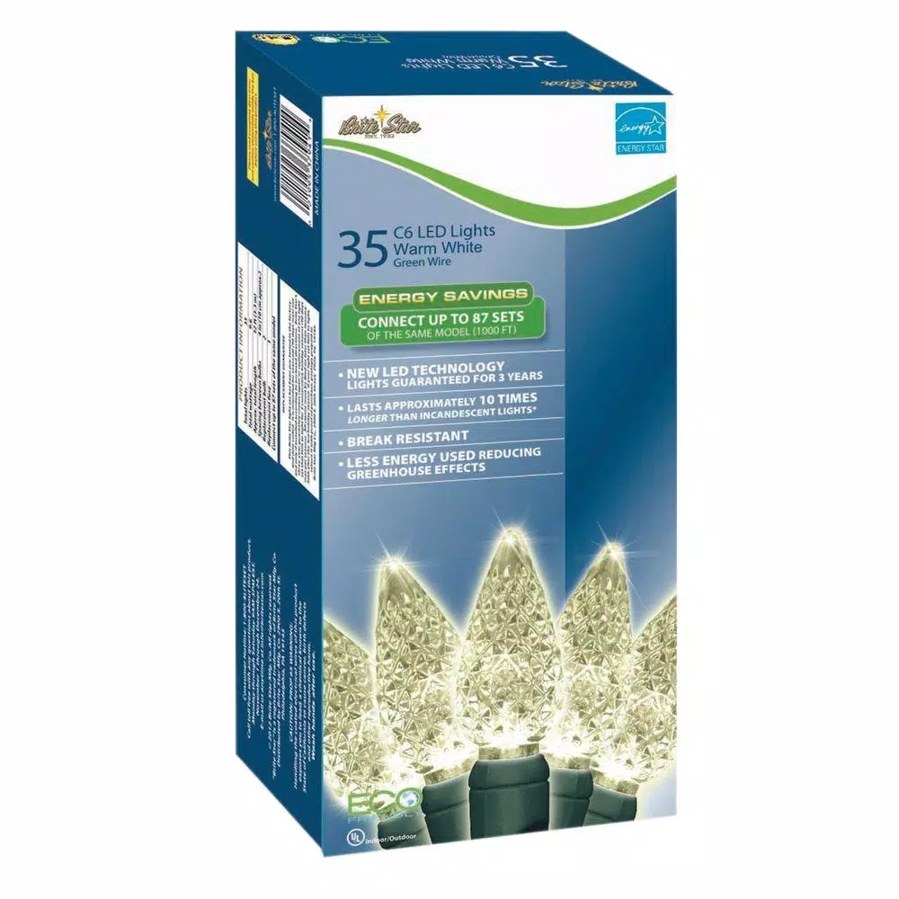 Christmas Lights Brite Star 35-Light Warm White Faceted C6 LED Light Set (Set Of 2) 2 Christmas Lights Brite Star 35-Light Warm White Faceted C6 LED Light Set (Set Of 2) - Image 2