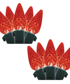 Christmas Lights Brite Star 35-Light Red Faceted C6 LED Light Set (Set Of 2)