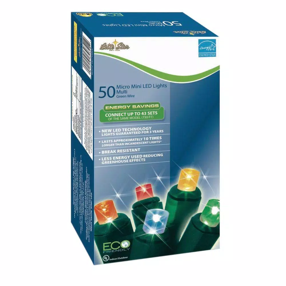 Christmas Lights Brite Star 50-Light Multi-Colored Micro Mini LED Light Set (Set Of 2) 2 Christmas Lights Brite Star 50-Light Multi-Colored Micro Mini LED Light Set (Set Of 2) - Image 2