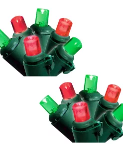Christmas Lights Brite Star 50-Light Red/Green Micro Mini LED Light Set With Green Wire (Set Of 2)