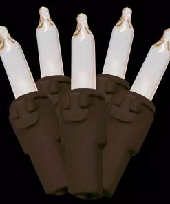 Christmas Lights Brite Star 300-Light (2×150-Light) Clear String To String Light Set, Brown Wire