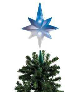 Christmas Tree Decorations Brite Star Frosty Star Blue And White LED Tree Topper
