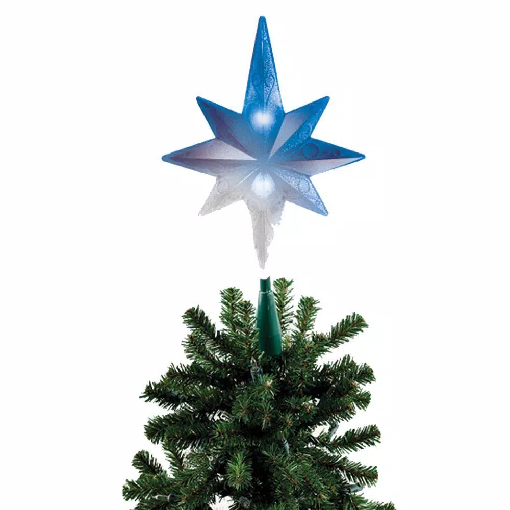 Christmas Tree Decorations Brite Star Frosty Star Blue And White LED Tree Topper 1 Christmas Tree Decorations Brite Star Frosty Star Blue And White LED Tree Topper