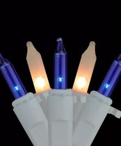 Brite Star 50-Light Blue And Frosted Clear Mini Incandescent Window Curtain Icicle Christmas Lights With White Wire