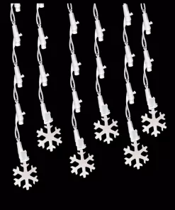 Christmas Lights Brite Star 60-Light Pure White LED Icicle Light Set With Snowflake (Set Of 2)