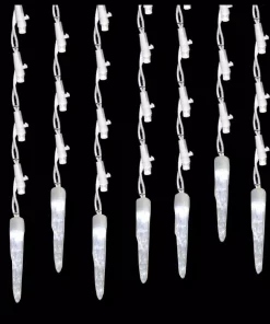 Christmas Lights Brite Star 60-Light Pure White LED Icicle Ice Light Set With Ice (Set Of 2)
