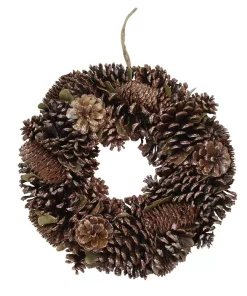 Christmas Greenery Northlight 13 In. Unlit Brown Assorted Pine Cone Wooden Christmas Wreath