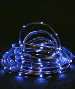 Christmas Lights CC Christmas Decor 18 Ft. 72-Light Cobalt Blue LED Outdoor Christmas Linear Tape Lighting With Black Finish