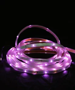 Christmas Lights CC Christmas Decor 18 Ft. 72-Light Pink LED Outdoor Christmas Linear Tape Lighting With White Finish