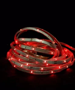 Christmas Lights CC Christmas Decor 18 Ft. 72-Light Red LED Outdoor Christmas Linear Tape Lighting With White Finish