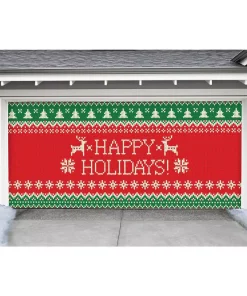 Outdoor Christmas Decorations My Door Decor 7 Ft. X 16 Ft. Ugly Christmas Sweater Happy Holidays-Christmas Garage Door Decor Mural For Double Car Garage -Christmas Tree Decorations Shop christmas flags 285905xmas 018 4f 1000