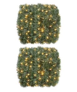 Christmas Greenery Home Accents Holiday 50 Ft. Pre-lit Artificial Christmas Roping Garland With 200 Incandescent Clear Lights (Set Of 2)