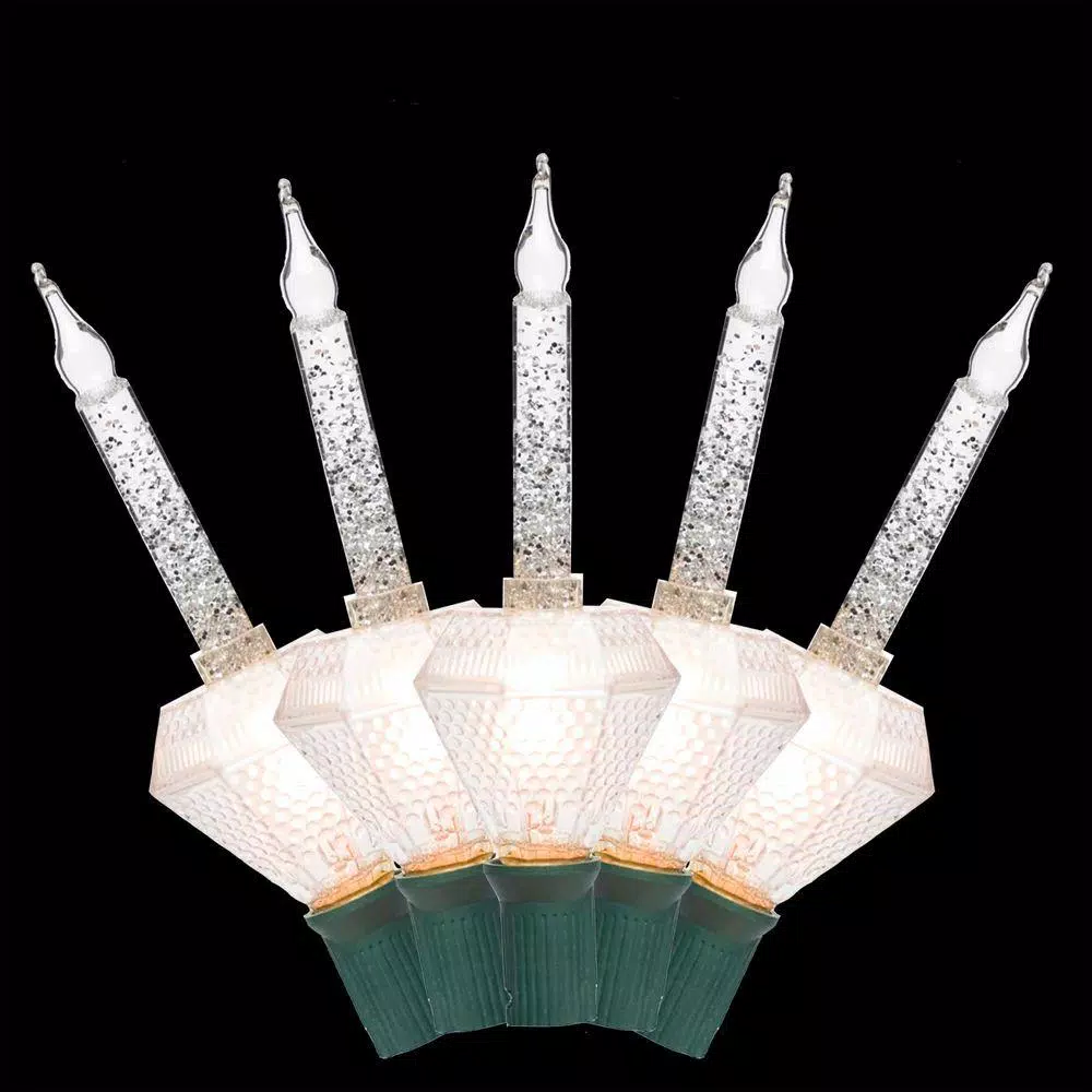 Christmas Lights Brite Star 7-Light Clear And Silver Glitter Base Bubble Lights 1 Christmas Lights Brite Star 7-Light Clear And Silver Glitter Base Bubble Lights