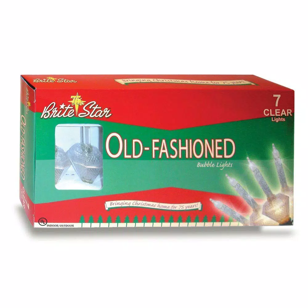 Christmas Lights Brite Star 7-Light Clear And Silver Glitter Base Bubble Lights 2 Christmas Lights Brite Star 7-Light Clear And Silver Glitter Base Bubble Lights - Image 2